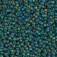 Miyuki seed beads 11/0 - Matted transparent dark emerald ab 11-156FR